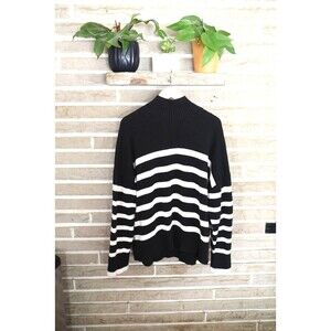 Everlane Organic Cotton Womens Striped Sweater Black White Boxy XXL quiet luxury